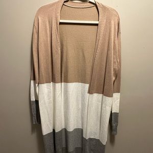Long color blocked cardigan